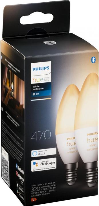 Productafbeelding Philips Hue Hue White Ambiance BT (E14, 5.20 W, 470 lm, 2 x, G)