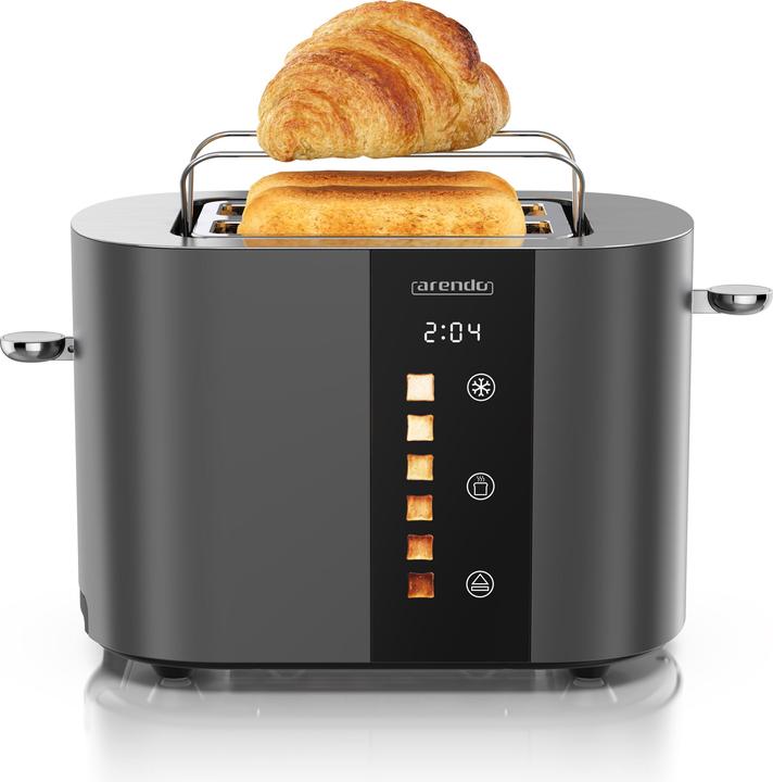 Produktbild Arendo Toaster Edelstahl 2 Scheiben Kurzschlitz, Restzeit & Bräunungsgradanzeige, Touch Display, 800 W