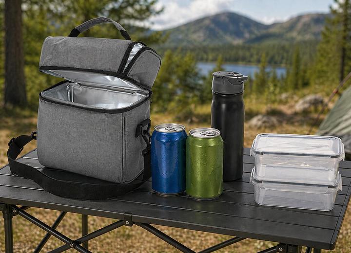 Produktbild Mojawo 4tlg Kühltasche Lunchbox Kühlbox Wandern Freizeit Angeln Festival Grau (0.50 l)