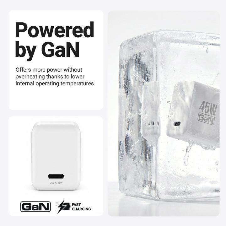 Actual product image Crong Ultra Compact GaN - USB-C 45W PD 30 Wall Charger with PPS (White) (45 W, 1 portion)