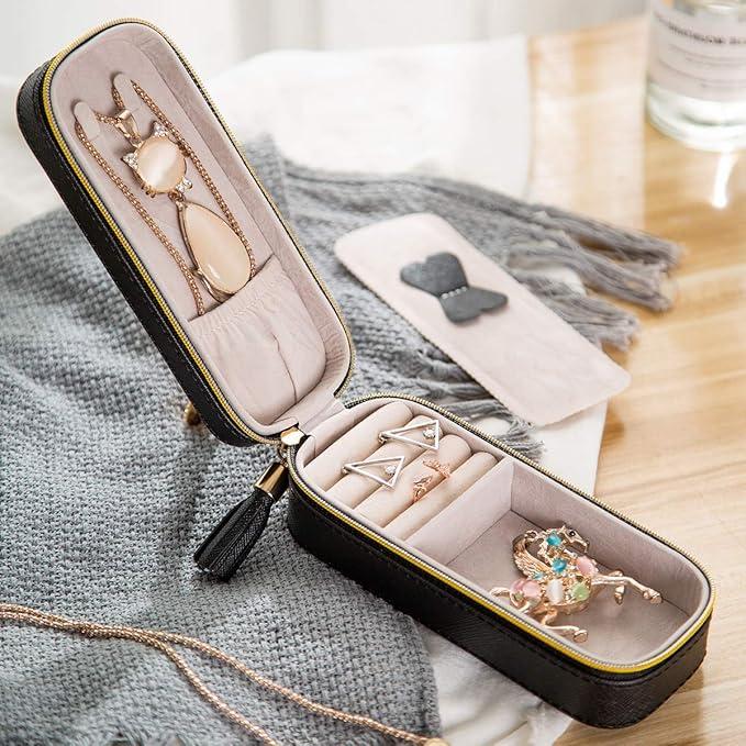 Actual product image Only-Bags.Store Travel Jewelry Box, Portable Jewelry Case, PU Jewelry Box, Small Jewelry Container, Jewelry Boxes