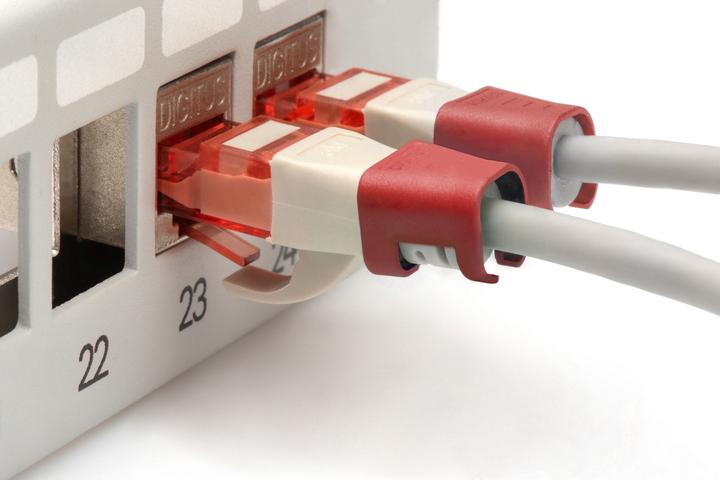 Produktbild Digitus Farbclips für RJ45-Kabel Farbe Rot, 100 Stück Packung (CAT5e)