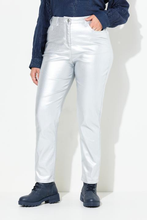 Produktbild Ulla Popken Mom-Jeans, Silber-Coating, Komfortbund, 5-Pocket-Hose (54)