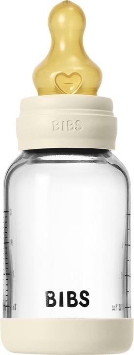Productafbeelding Bibs - Glass Baby Bottle Round Latex Slow Flow - Ivory - 120 ml (120 ml)
