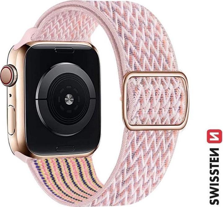 Actual product image Swissten Nylon Band for Apple Watch 42/44/45/49 mm Pink (with Buckle) (Nylon)