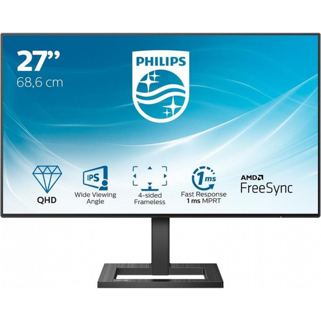 Philips 275E2FAE/00 (2560 x 1440 Pixel, 27"), Monitor, Schwarz