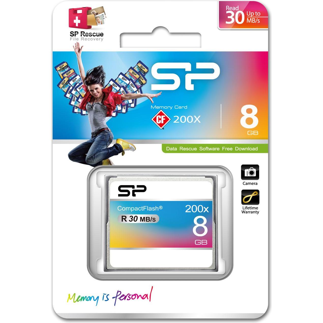 Thumbnail - Silicon Power SP008GBCFC200V10 Speicherkarte Kompaktflash (8 GB, CF), Speicherkarte, Grau