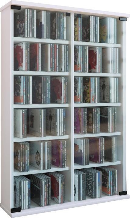 VCM Holz CD DVD Stand Regal Roma mit Glastür (60 x 18 x 92 cm)