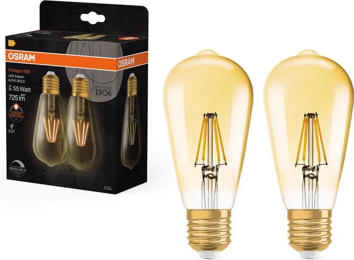 Actual product image Osram Vintage 1906 (E27, 6.50 W, 725 lm, 2 x, E)