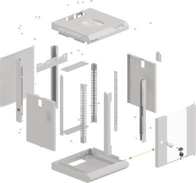 Produktbild Lanberg Szafa Instalacyjna Rack Wisząca 10 6u 300x300 Szara Drzwi Przeszklone (Flat Pack) (6 HE, 10 Zoll Rack)
