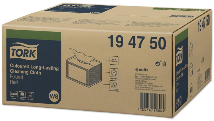 Actual product image Tork 194750, Paper, Red, 160 mm, 193 mm, 40 pc(s), 195 mm (40 x)