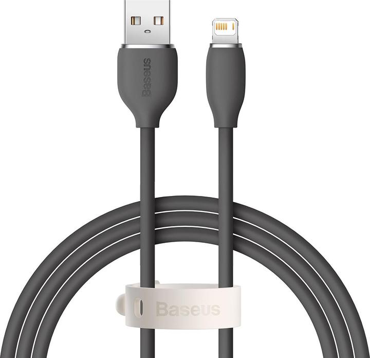 Actual product image Baseus Jelly Liquid Silica Gel Fast Charging Data Cable USB to iP 2.4A 2m Black (2 m, USB 2.0)