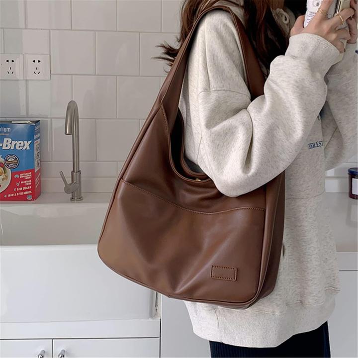 Actual product image Only-Bags.Store Vintage leather student class shoulder bag, commuter tote bag, large capacity shoulder bag