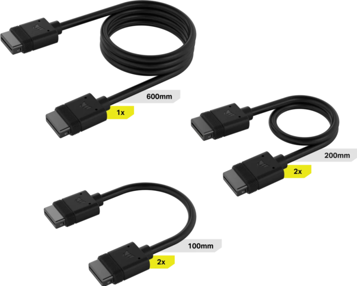 Image du produit Corsair Kit de câbles iCUE LINK avec connecteurs droits, noir