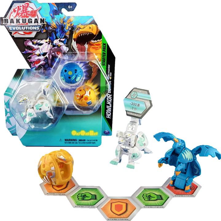 Actual product image Bakugan Evolutions' Starter Pack with 3 (Ultra Haos Howlkor, Basic Aurelus Trox, Basic Aquos Pegatri
