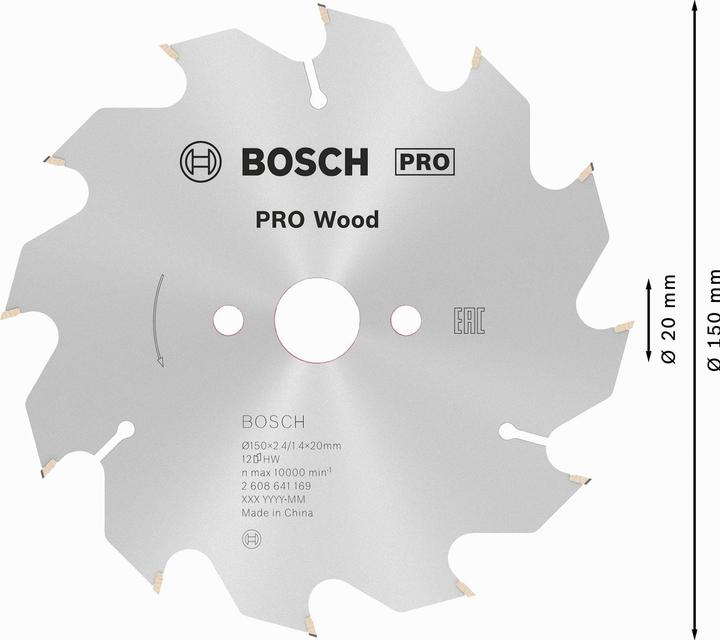 Actual product image Bosch Professional Zubehör PRO Wood circular saw blade, 150 x 2.4 x 20 mm