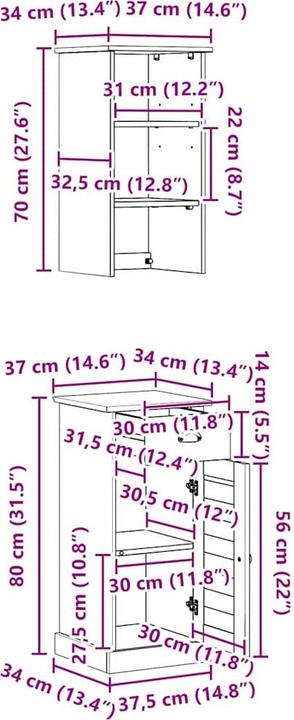 Actual product image vidaXL Bathroom storage space
