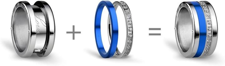 Immagine prodotto Bering Interchangeable ring combination for women in silver and blue with unique twist change system Amur (7)