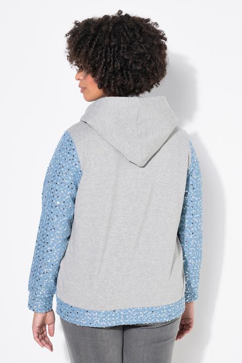 Produktbild Angel of Style Sweatjacke mit Kapuze, vorne Denimoptik, Pailletten, Kapuze (42)