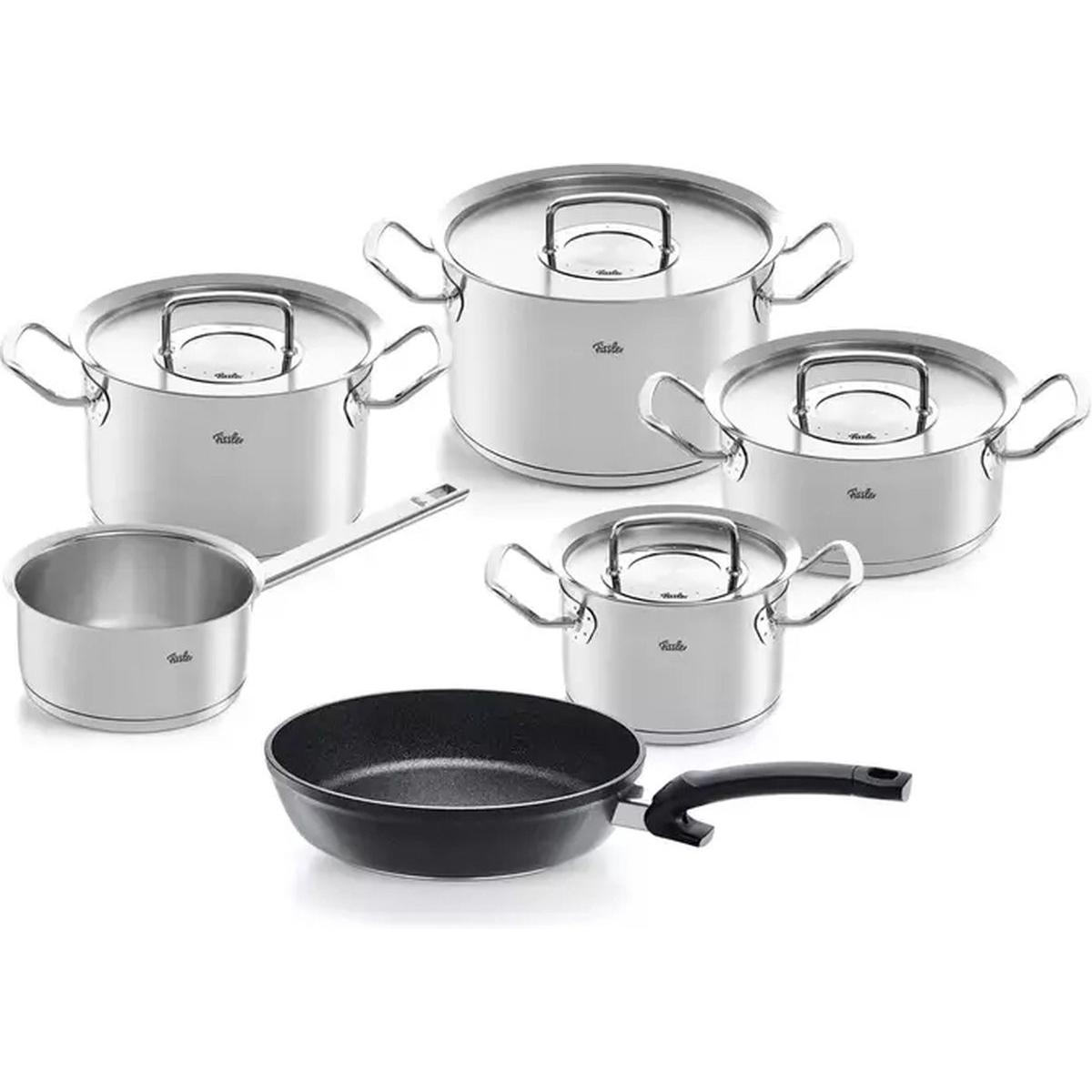 Fissler Argento Original-Profi Collection Pannenset Met Steelpan, Adamant Koekenpan En Rvs Deksels 6-Delig, Padella + Pentola,