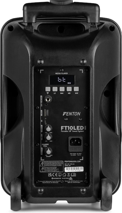 Produktbild Fenton Speaker Bluetooth - FT10LED MK2 karaoke box met LEDâ€™s, accu en microfoon - Voor (Aktiv)