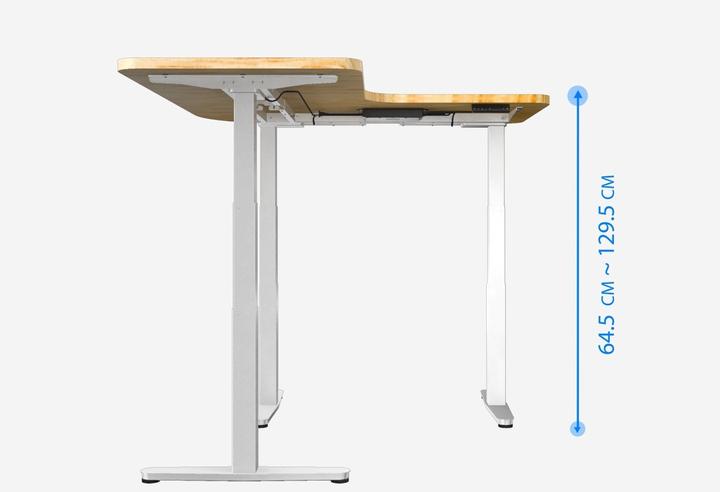 Actual product image equip ERGO electric sit-stand table frame in L-shape, triple motor