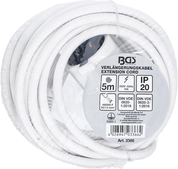 Produktbild BGS Verlängerungskabel 5 m 3 x 1,5 mm² IP 20 (5 m, 4.50 mm²)