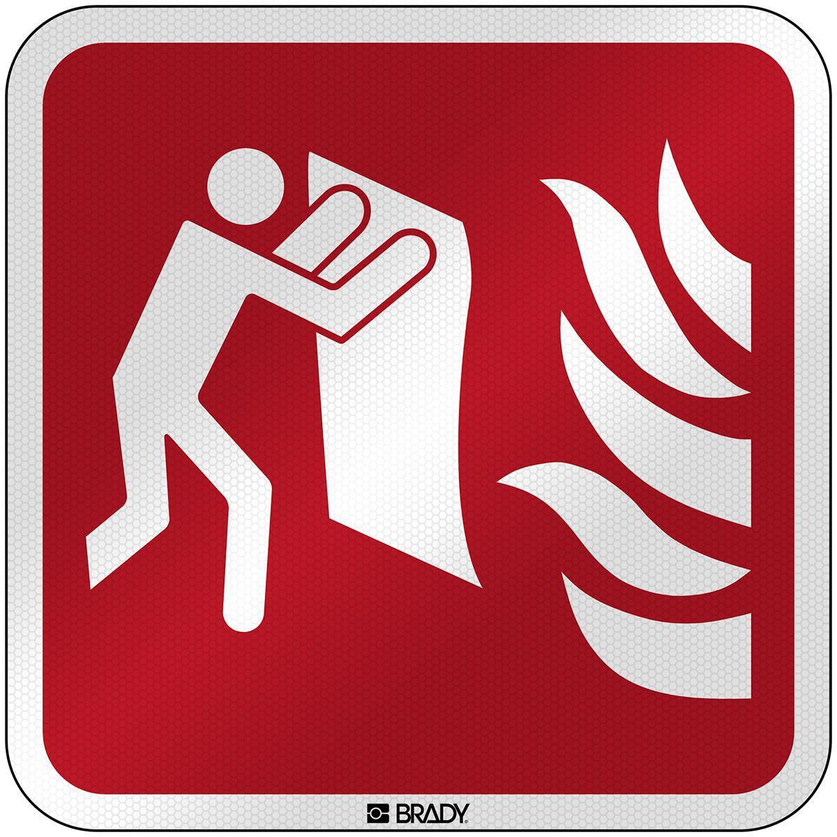 Brady, Etiketten, F/F016/NT/RFL-390x390-1, ISO Sicherheitsschild - Feuerlöschdecke, Laminierte reflektierende