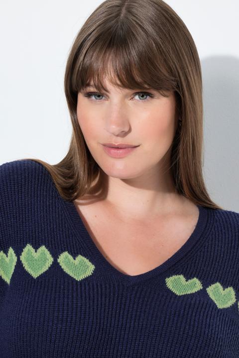 Produktbild Ulla Popken Pullover, Herzen, V-Ausschnitt, Langarm (54)