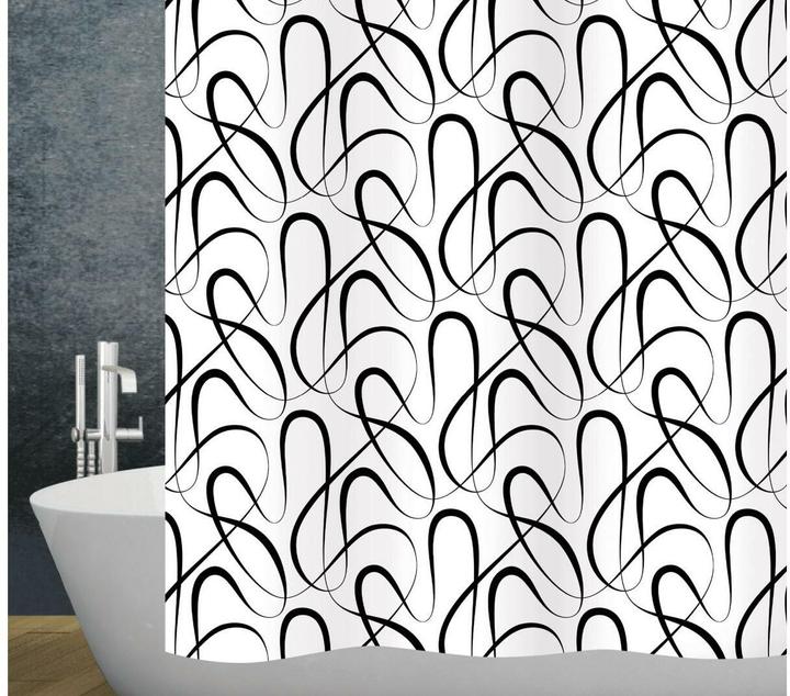 Diaqua Duschvorhang Swing 120 x 200 cm, Schwarz/Weiss (120 x 200 cm)