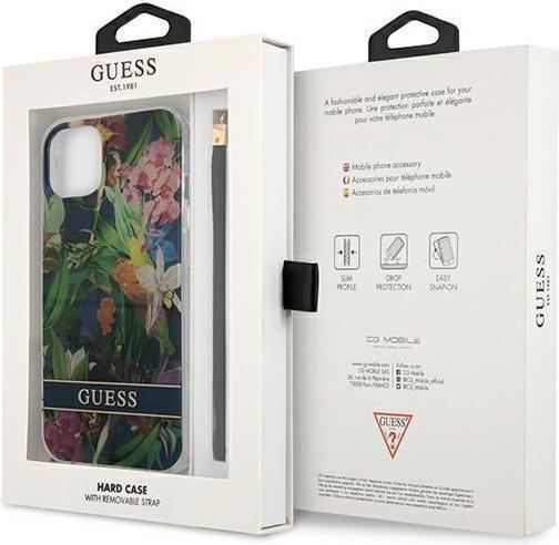 Produktbild Guess GUHCP13SHFLSB iPhone 13 mini 5,4" niebieski/blue hardcase Flower Strap (Apple iPhone 13 mini)