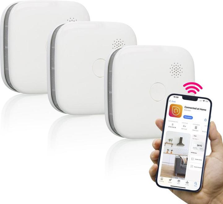 Smartwares Smoke Detektor FSM -12603 - 3 -pack - Smart Fire Detektor - mit App - Smart (FSM -12603)