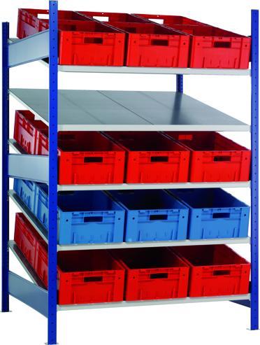 Image du produit Schulte Lagertechnik Système de rayonnage de base emboîtable MULTIplus150 avec tablettes inclinées