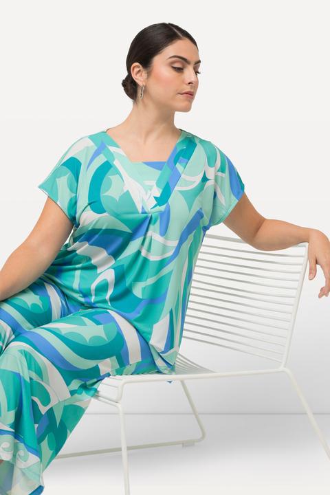 Immagine prodotto Ulla Popken T-shirt dal taglio oversize con rifiniture, scollo a V e mezze maniche (54)