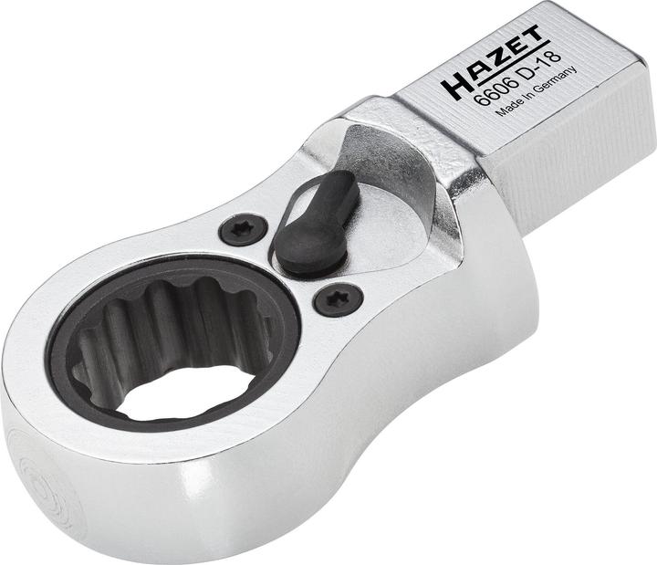 Produktbild HAZET Einsteck-Ratschen-Ringschlüssel 6606D-18 ∙ Einsteck-Vierkant 14 x 18 mm ∙ Aussen Doppel-Sechsk… (1/4")