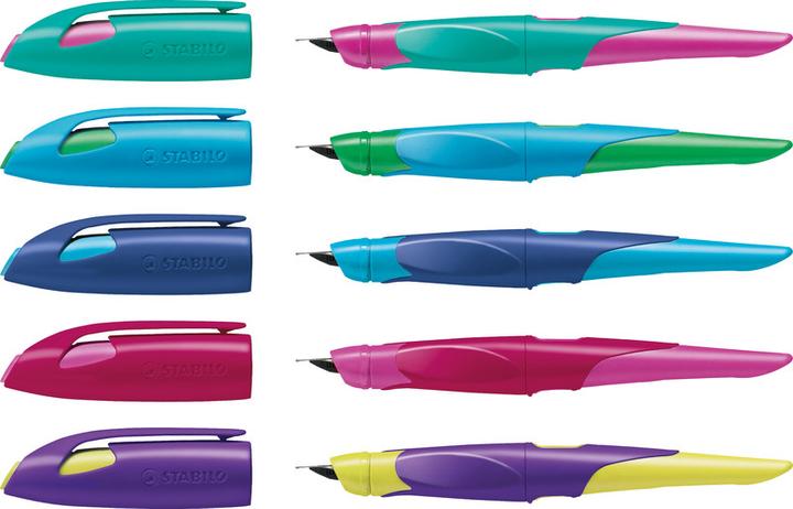 Actual product image STABILO EASYbirdy ergonomic school fountain pen for right-handers standard nib (Green, Blue, 1 x)