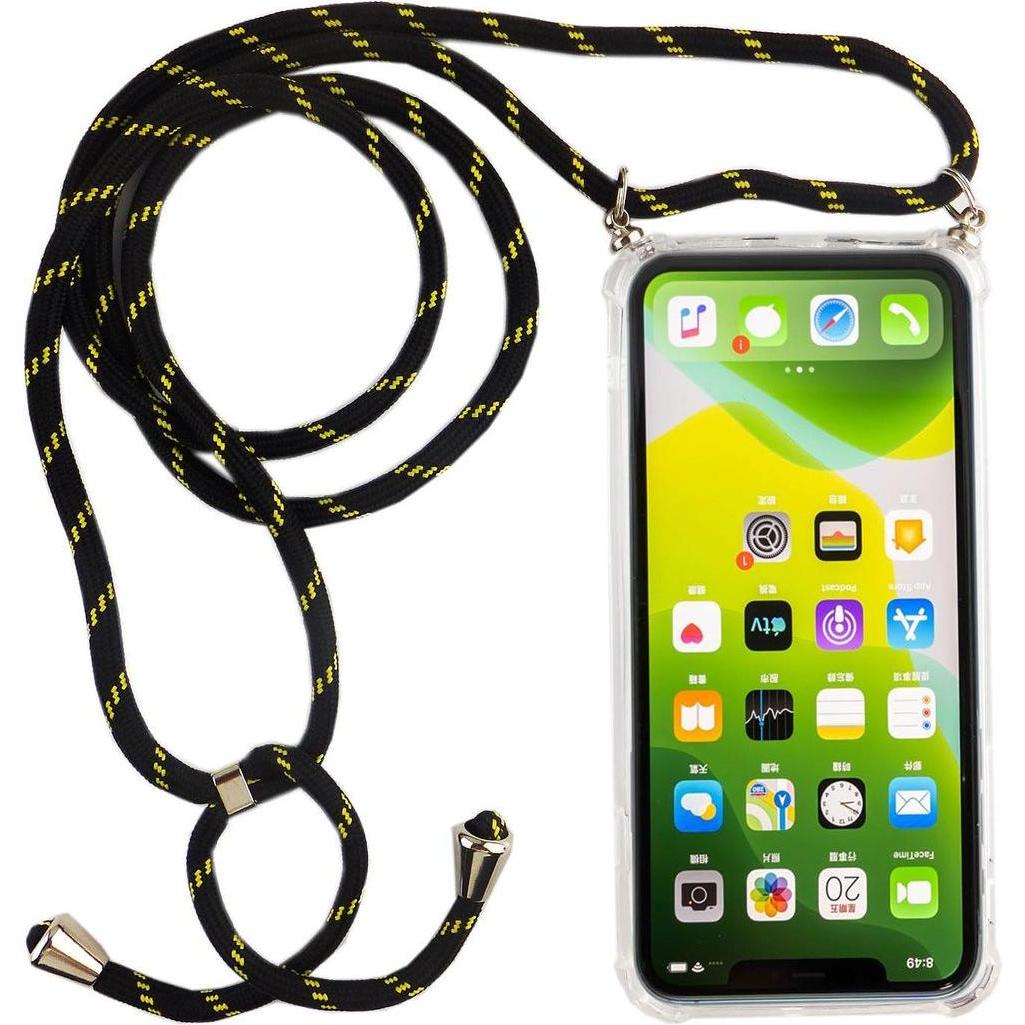 König Design Apple iPhone 11 Pro Handykette Hülle mit Band Case zum umhängen Kordel Schwarz, Handykette, Transparent