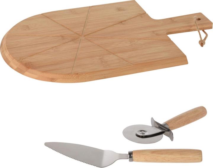 Produktbild Natura Punto Pizza-Set aus Bambus mit Brett, Schneider und Heber