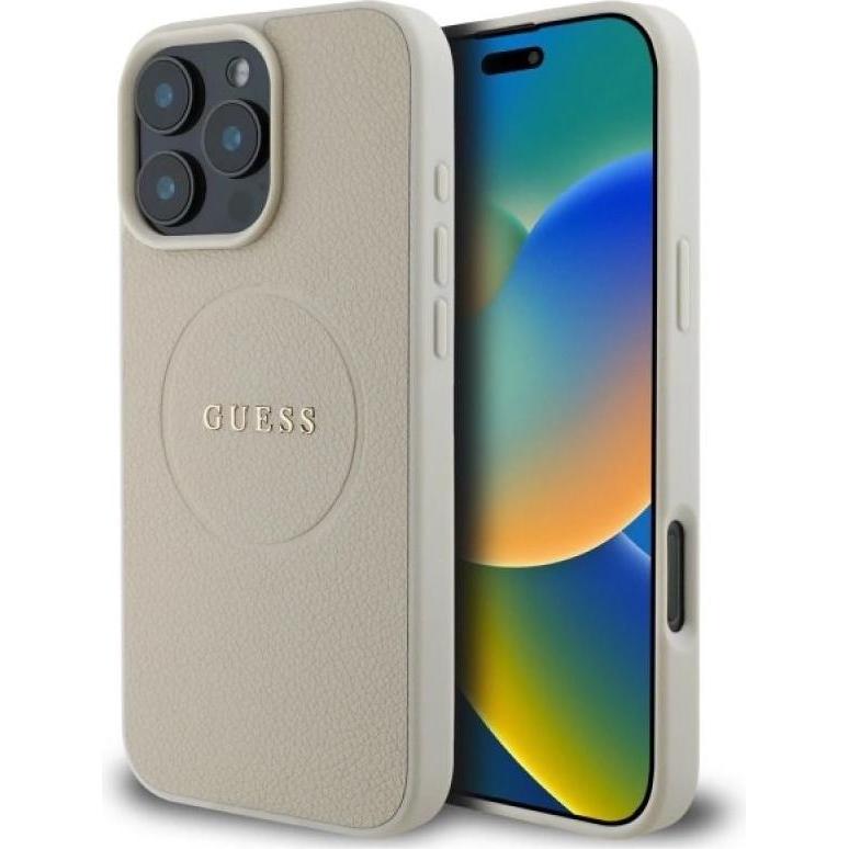 Guess GUHMP16XPGHSMME iPhone 16 Pro Max beżowy/bleige MagSafe PU Grained Gold Ring (Apple iPhone 16 Pro Max) (GUE003760-0)