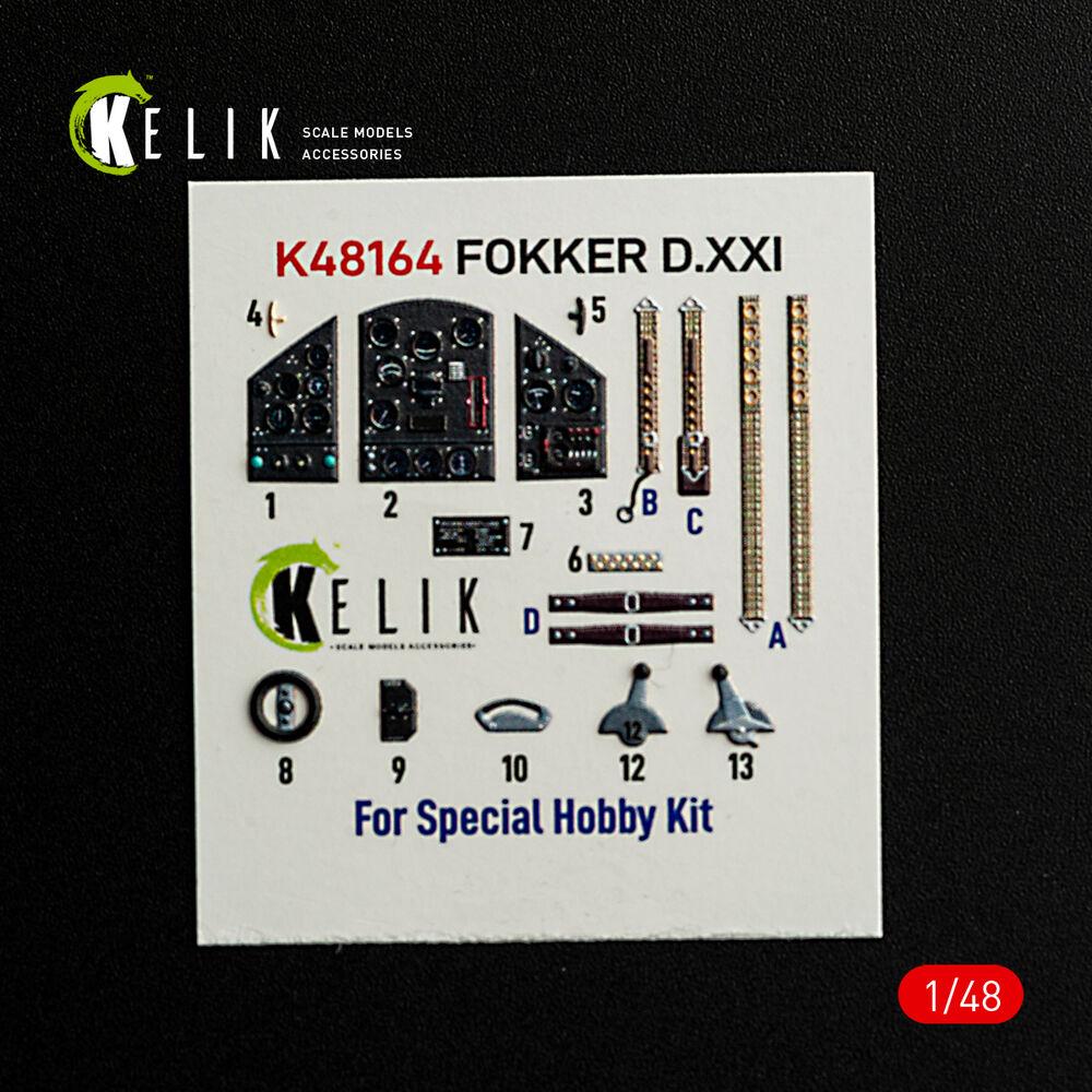 Kelik FOKKER D.XXI - interior 3D decals for Special Hobby kit