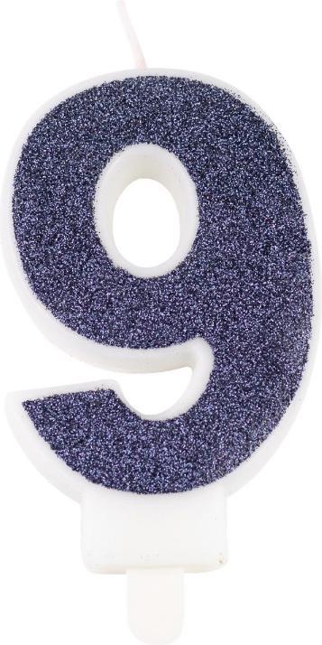Navy blue number candle 9