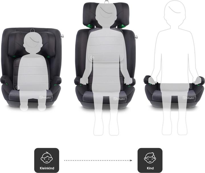 Produktbild BabyGo Safechild 2, grau (Kindersitzerhöhung, ECE R129/i-Size Norm)
