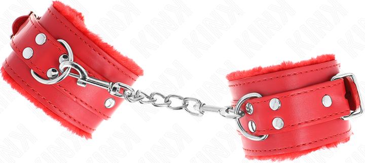 Image du produit Kink Menottes en fourrure rouge avec poignée rouge réglables 17-29 CM X 6 CM