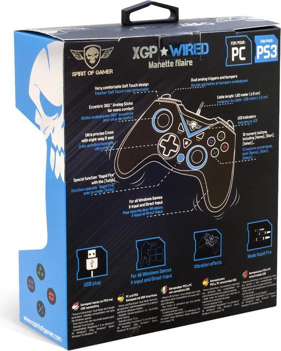 Produktbild Spirit Of Gamer SOG-WXGP Gaming-Controller, USB Gamepad Analog / Digital PC, Playstation 3 (PC, PS3)