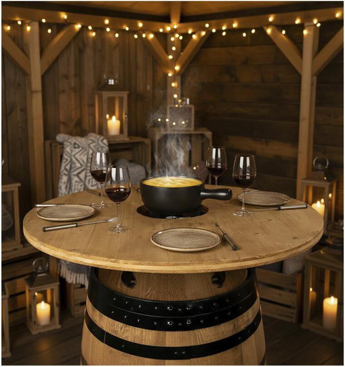 Produktbild Bodega Stehtisch Barfass und Fonduerechaud "Alpage" (Käsefondue)