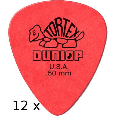 Dunlop Plectren Tortex 050 rot (12) (12 x, 50 mm), Plektrum, Rot