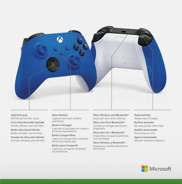 Produktbild Microsoft Xbox Wireless Controller - Shock Blue (Xbox One S, Xbox Series S, PC, Xbox One X, Xbox Series X)