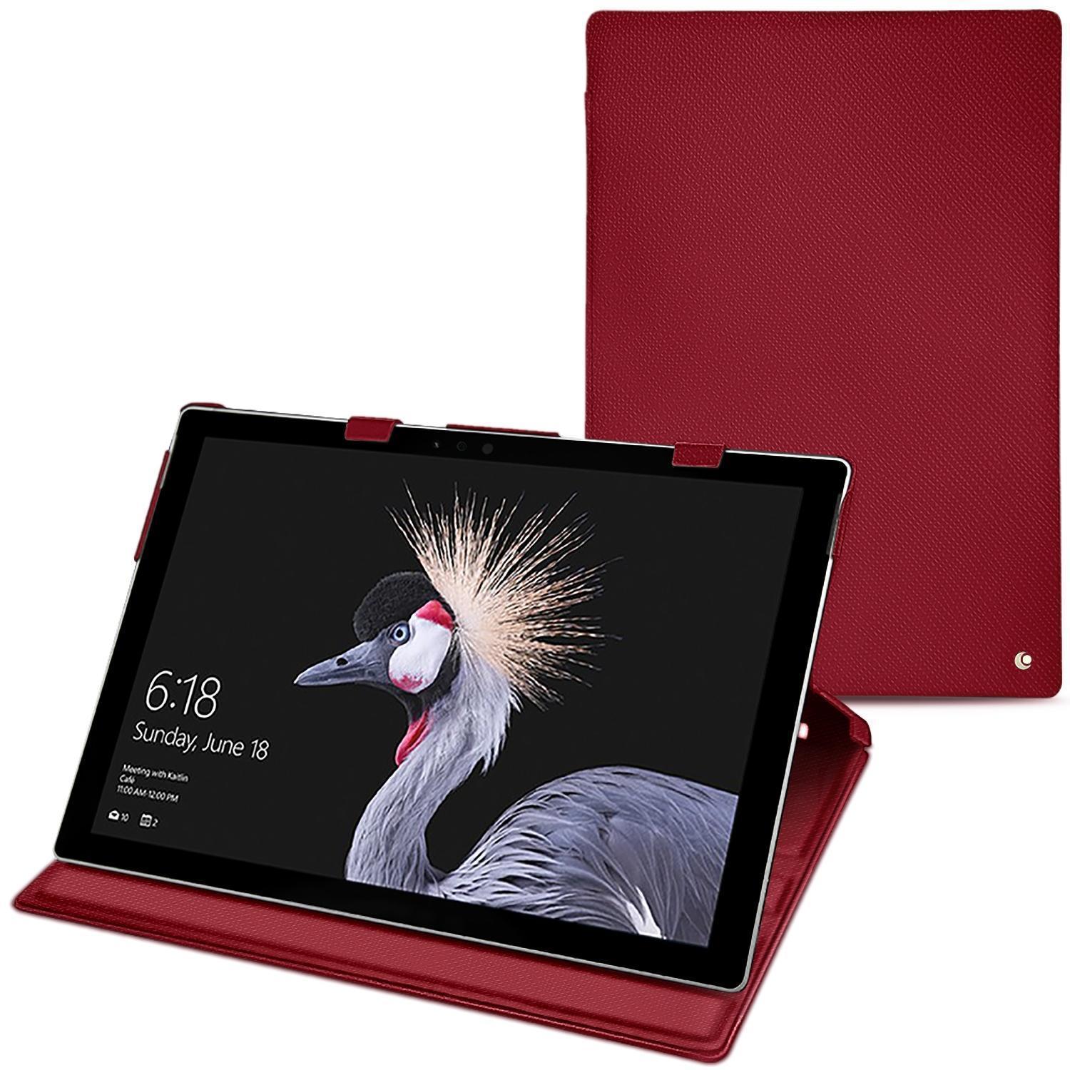 Noreve Lederschutzhülle vertikal (Surface Pro (2017)), Tablet Hülle, Rot