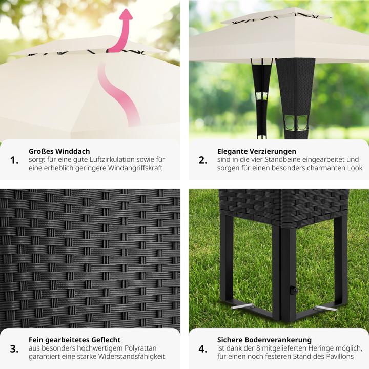 Produktbild tectake Rattan Garten Pavillon (400 cm, 300 cm)