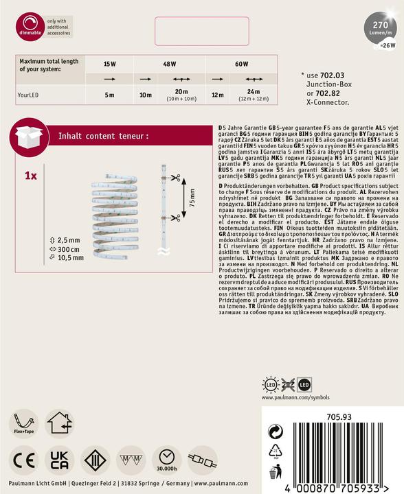 Immagine prodotto Paulmann La tua striscia LED (Bianco freddo, 300 cm, Interno)